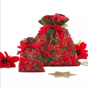 Red Poinsettias Sheer Fabric Gift Bag 8 X 10